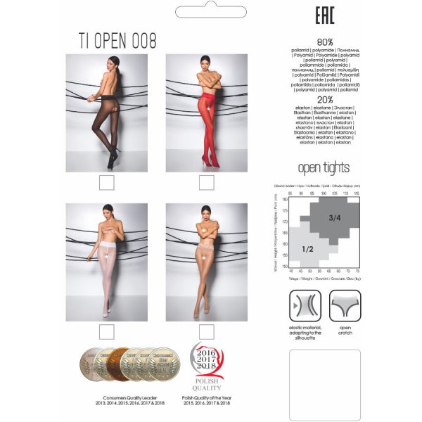 PASSION - TIOPEN 008 RED TIGHTS 3/4 30 DEN 3